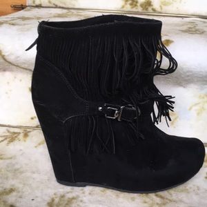 4.5” Heel Fringe Wedge Booties